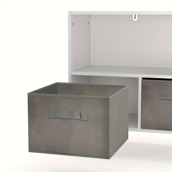 b52b168e-0f7c-4fc8-aa80-a4e803a7d5ef-1.jpg 1pc Collapsible Fabric Drawer Bookcase - Stylish Book & Toy Storage Organizer - Space-Saving Design, White/Gray for Home or Kids Room