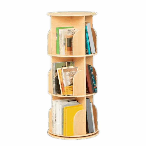 New Wooden Rotating Bookshelf Kids Montessori revolving Bookcases Storage Decoration