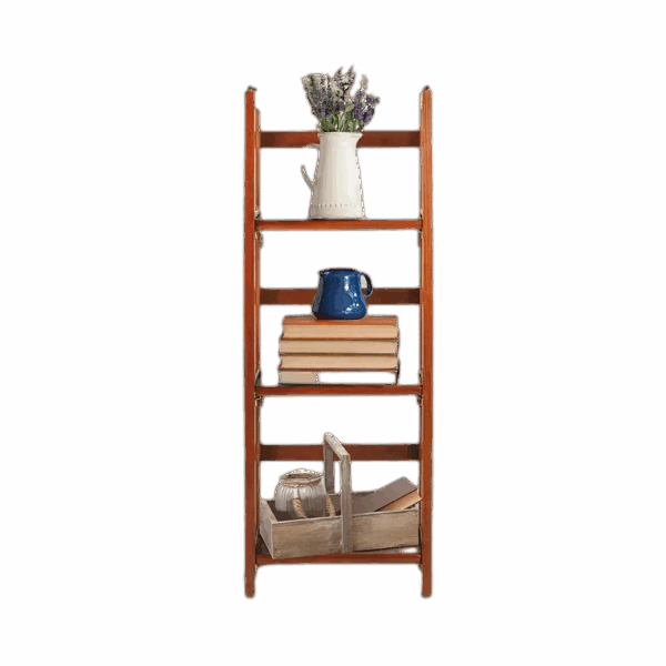 3 Shelf 14 Inch Folding Office Furniture Wood Bookcase, Mahogany Storage Organizer Bookshelf Home