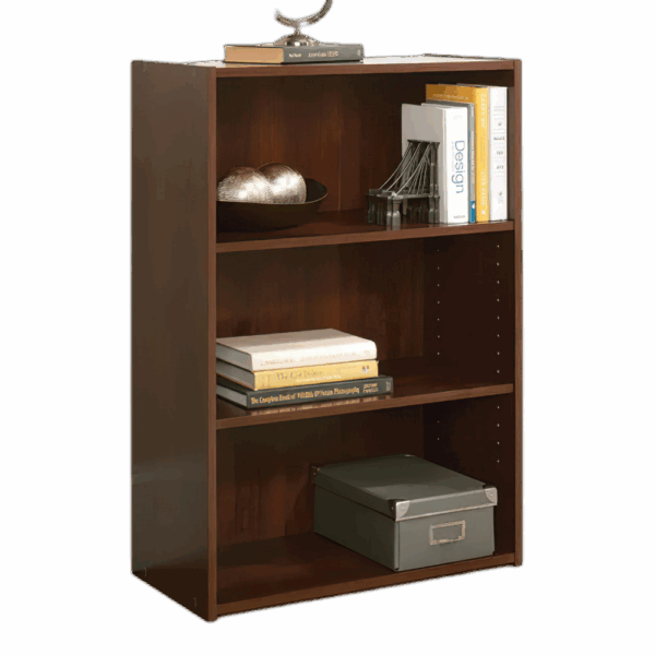 bookcase_page1-3-scale-2x.png 3-Shelf Bookcase/ Book Shelf L: 24.57" X W: 11.50" X H: 35.28" Brook Cherry Finish Bookshelf Living Room Furniture Home