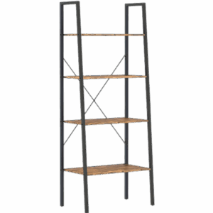 4-Tier Ladder Bookshelf, Industrial Ladder Bookcase, Plant Shelf, Storage Shelf Organizer with Metal Frame for Living Room, Home