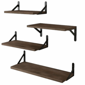 4pcs Rustic Wood Floating Shelves - Durable Storage Solution with Aesthetic Charm - Perfect for Wall Decor in Bathroom, Bedroom & Living Room