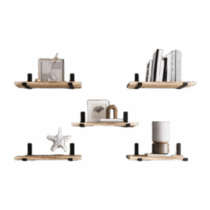 8pcs Floating Shelves,  Wall Shelves, Floating Shelf for Living Room, Bathroom and Bedroom Decor Easy To Install, Convenient For Classification, Quick To Pick Up, Stable And Reliable (Carbonized Black) 15.8x5.9in