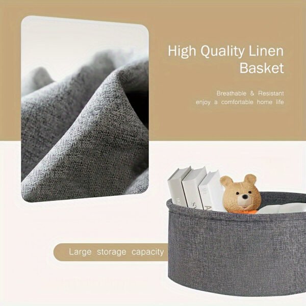 de7cc3b3-b1bb-437f-9633-08cb2775065a-1.jpg Round Side Table, Small Nightstand with Fabric Basket, Modern Nightstand for Living Room, Bedroom, Nursery, Black&Grey