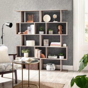 e03d2bb5-cac1-44ca-94ab-a48b28b2bdbd-1.jpg 5-Tier Wooden Bookshelf Room Divider - Stylish Storage & Decorative Partition - Spacious Shelves for Bedroom, Office Organization