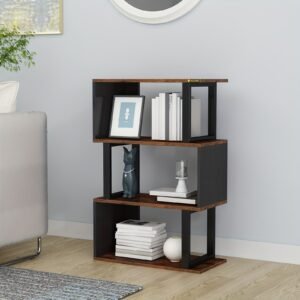 e1d2b6e0-6d91-4013-8ac7-1fe72210873c.jpg 4-Tier Rustic Vintage Bookshelf - Sturdy Metal & Wood Etagere, Spacious Open Shelves, Distinctive Retro Brown Finish, Perfect for Industrial-Chic Decor