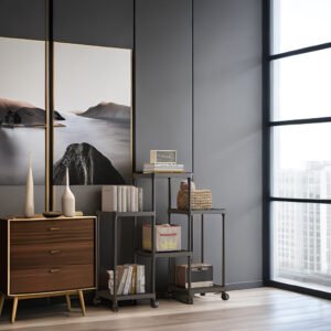 eca5027b-f722-48dd-a14e-d15cd1f3ab49.jpg 1pc 6-Tier Storage Shelf Unit, Black Plastic Modular Bookcase Organizer, Versatile Shelving Rack, For Home & Office Use