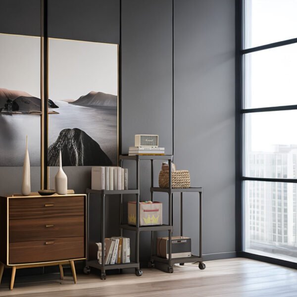 eca5027b-f722-48dd-a14e-d15cd1f3ab49.jpg 1pc 6-Tier Storage Shelf Unit, Black Plastic Modular Bookcase Organizer, Versatile Shelving Rack, For Home & Office Use