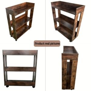 3-Tier Open Bookshelf, Bookshelves Storage Display Cabinet with Universal Wheels, Standing Bookcase, Home Bookcases Book Shelves