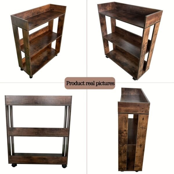 3-Tier Open Bookshelf, Bookshelves Storage Display Cabinet with Universal Wheels, Standing Bookcase, Home Bookcases Book Shelves