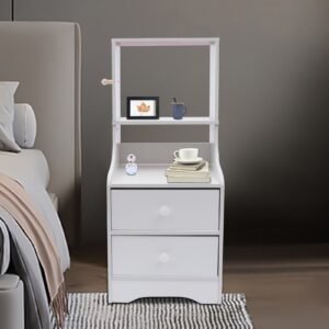 f2556aec-c064-4fa5-99d4-ddd21a0f644b.jpg Bedside Table with Storage Shelf - Modern Tall Nightstand for Bedrooms and Living Rooms