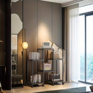 f50082b3-b0cf-43bb-ad69-5a06582a080e-1.jpg 1pc 6-Tier Storage Shelf Unit, Black Plastic Modular Bookcase Organizer, Versatile Shelving Rack, For Home & Office Use