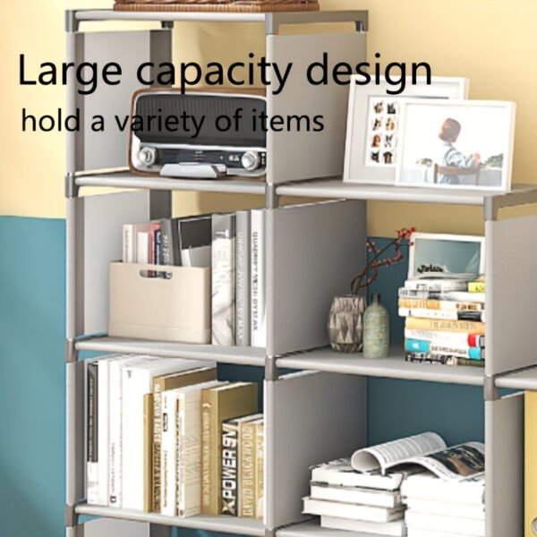 f8eae194be454de13849e4aaa52c8148.jpg 1pc Versatile 9-Layer Bookshelf - Modular Design, Space-Saving, Ideal for Living Room & Bedroom - Store Books, Clothes & More