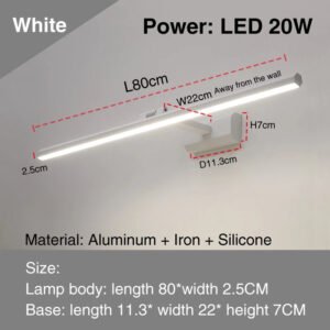 led simple modern waterproof anti-fog mirror headlight dresser bathroom mirror wall light mirrors with lights mirror wall lamps