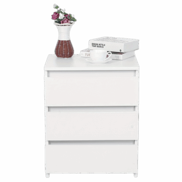 mmiim-scale-2x-2.png White Modern Bedside Table Cabinet Nightstand with 3 Storage Drawers Bedroom Furniture