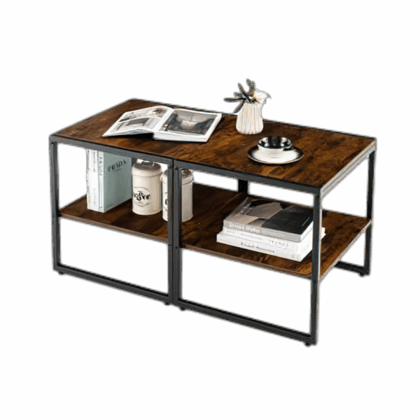 2pcs 2-Tier End Side Sofa Coffee Table, 20" Square Table For Living Room, Bedroom