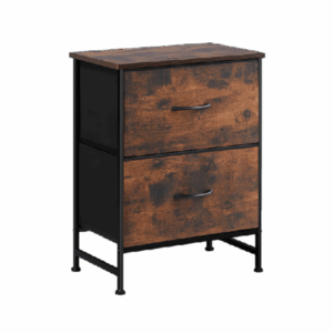 table__-13-scale-2x.png Wooden Nightstand with Spacious 2-Drawer Storage - Compact & Stylish Mini Dresser for Kids Rooms, Bedrooms, Closets & More - Sturdy Wooden Top, Soft Fabric Bins