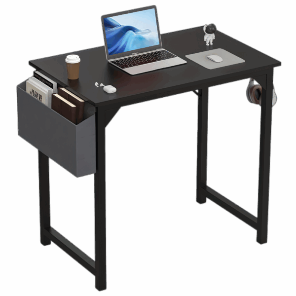 1pc Computer Desk For Small Spaces With Storage Bag, Home Office Work Desk With Headphone Hook, Small Office Desk Study Writing Table