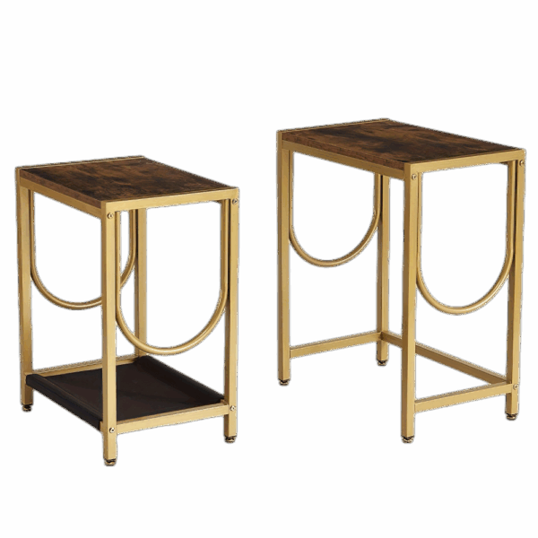 table__-20-scale-2x.png End Table Set of 2 with Gold Metal Frame Small Side Table for Living Room Bedroom Bedside Sofa Table for Small Space Small End Table Easy Assemble Gold