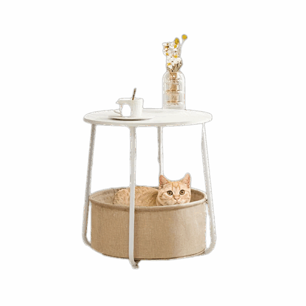 table__-7-scale-2x.png Round Side Table, Small Nightstand with Fabric Basket, Modern Nightstand for Living Room, Bedroom, Nursery, Black&Grey